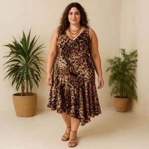 Xscape Animal Print Sleeveless V-Neck Wrap Dress Size 18W